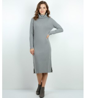 TURTLENECK DRESS WITH CASHMERE LIGHT GREY