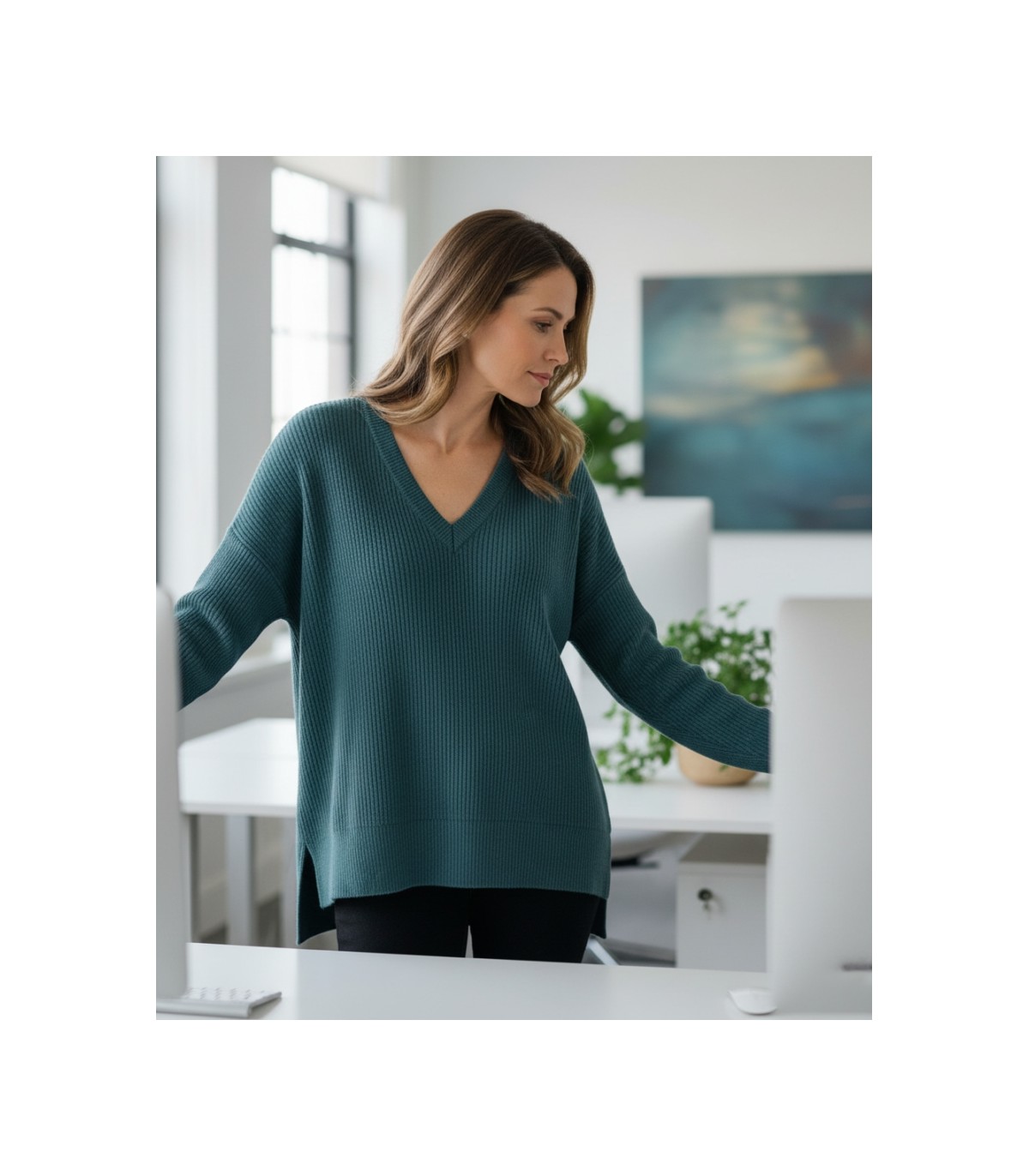 JERSEY PICO PUNTO PERLADO AZUL