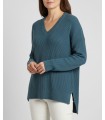 PURL KNIT V-NECK SWEATER GREEN