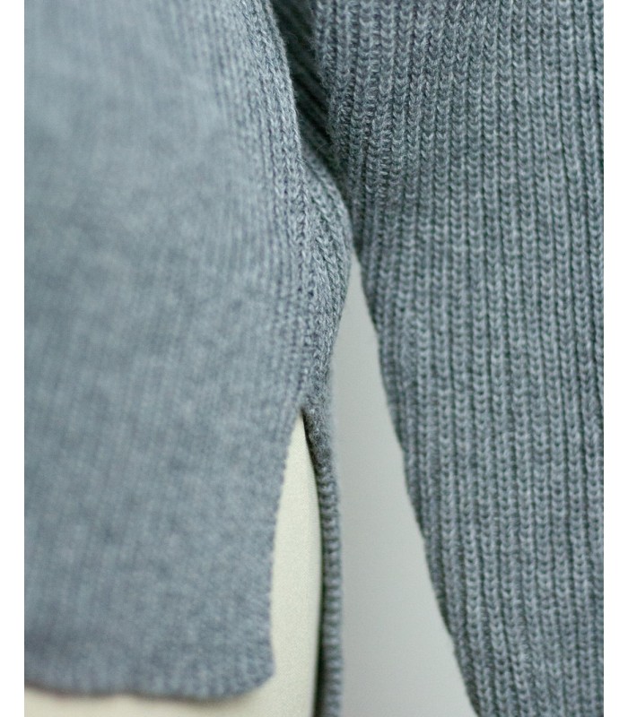 PURL KNIT V-NECK SWEATER GREY