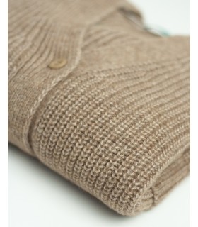 CHAQUETA LARGA PUNTO PERLADO BEIGE