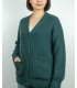 CHAQUETA LARGA PUNTO PERLADO VERDE
