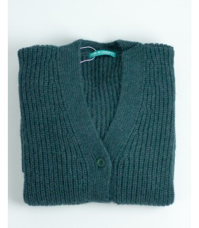 CHAQUETA LARGA PUNTO PERLADO VERDE