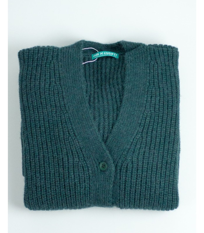 PURL KNIT LONG CARDIGAN GREEN