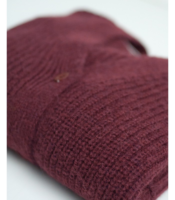 CHAQUETA LARGA PUNTO PERLADO GRANATE