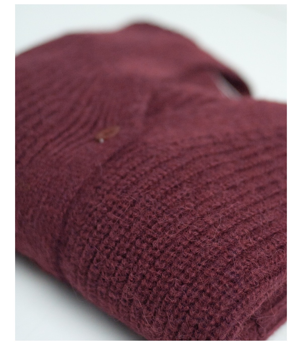 CHAQUETA LARGA PUNTO PERLADO GRANATE