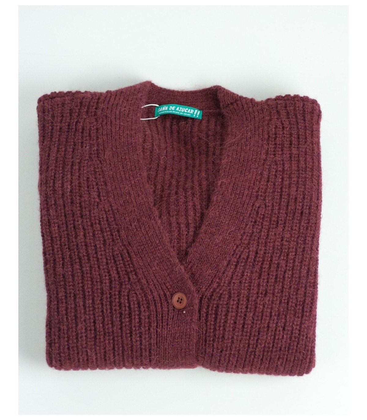 CHAQUETA LARGA PUNTO PERLADO GRANATE