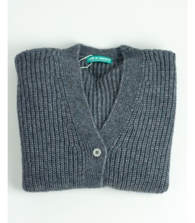 CHAQUETA LARGA PUNTO PERLADO GRIS