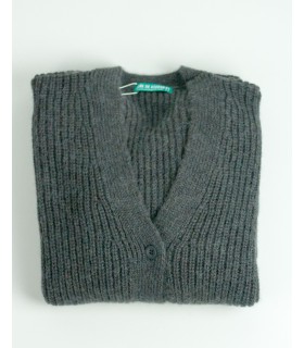 CHAQUETA LARGA PUNTO PERLADO GRIS OSCURO