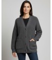 CHAQUETA LARGA PUNTO PERLADO GRIS OSCURO