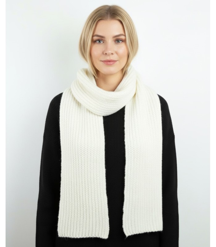 PURL KNIT SCARF WHITE