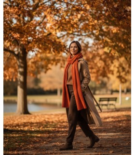 PURL KNIT SCARF ORANGE
