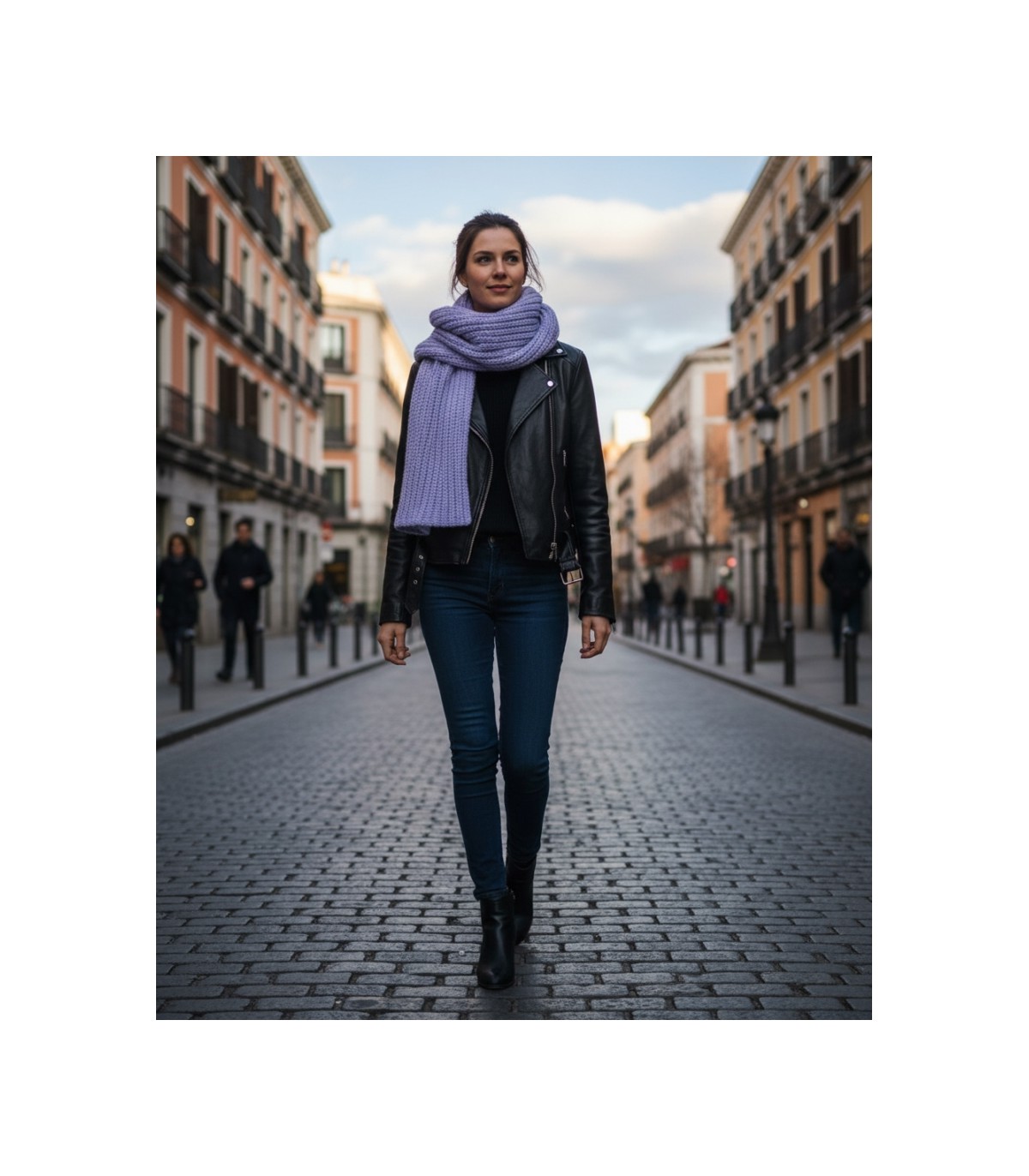 PURL KNIT SCARF LAVENDER