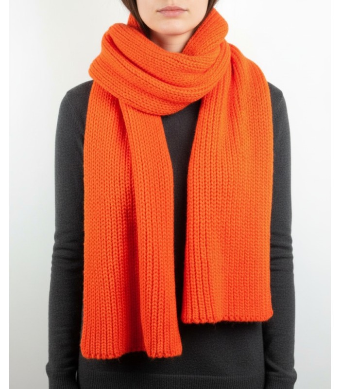 PURL KNIT SCARF ORANGE