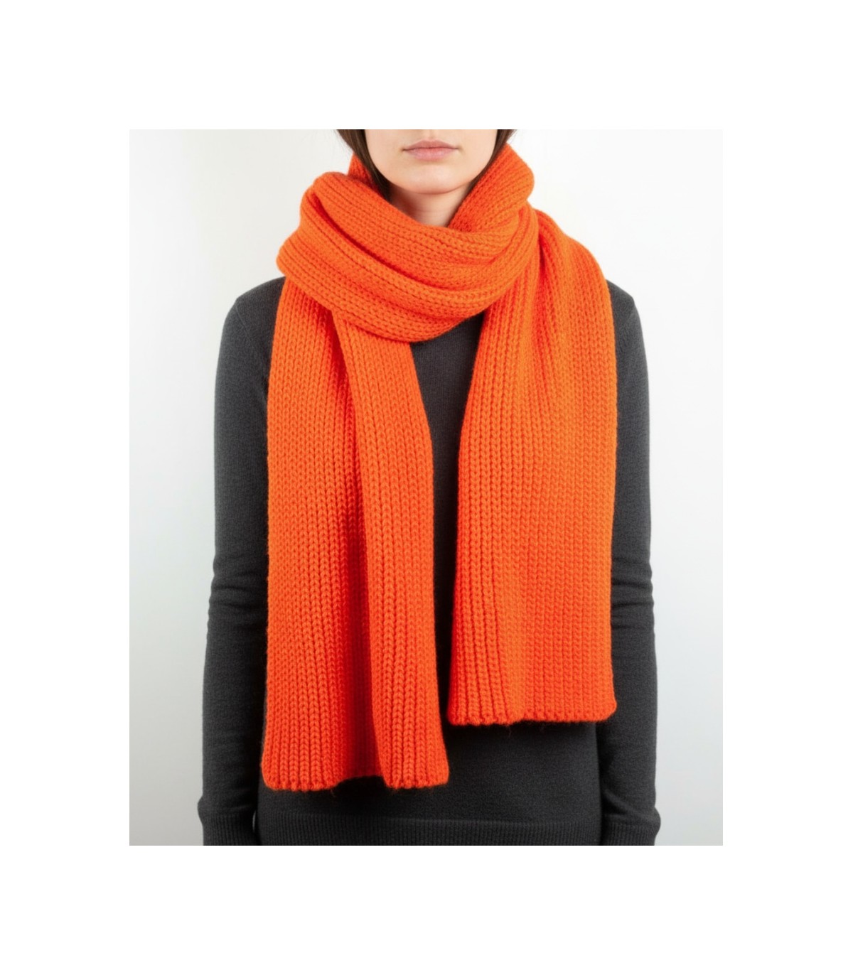 PURL KNIT SCARF ORANGE