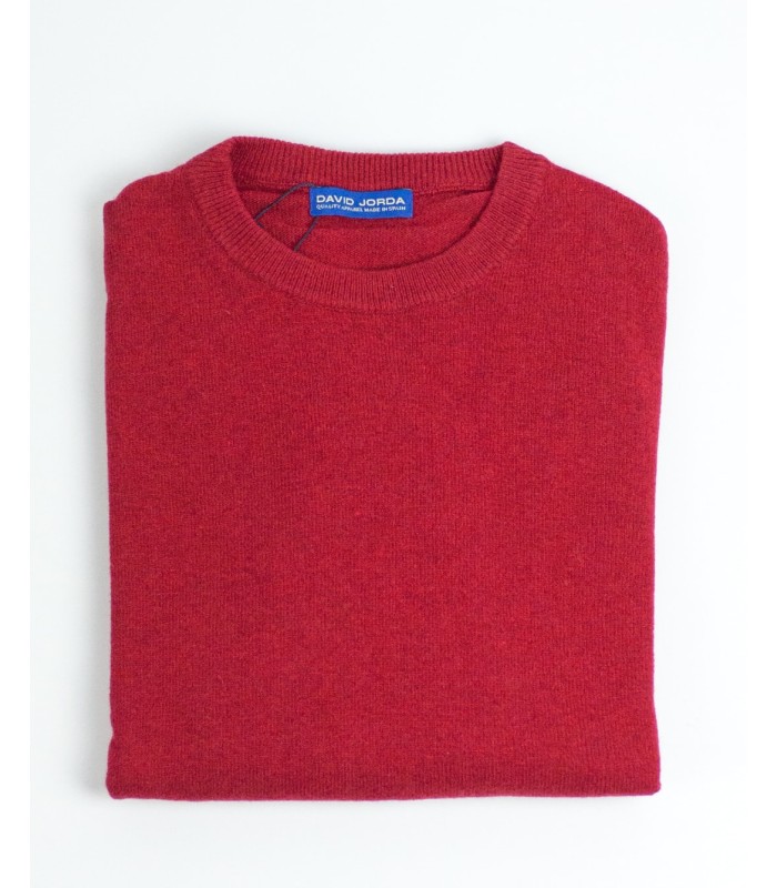 SUETER HOMBRE CON CASHMERE CUELLO REDONDO ROJO
