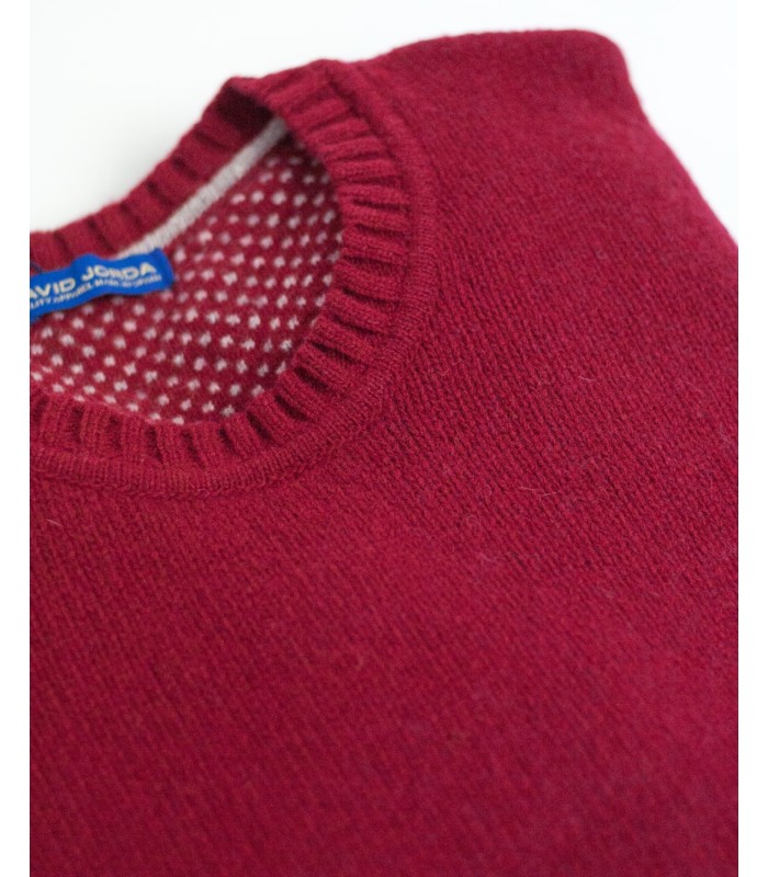 SUETER GRUESO REDONDO MEZCLA LAMBSWOOL ROJO OSCURO