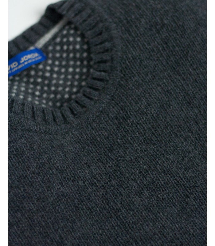 SUETER GRUESO REDONDO MEZCLA LAMBSWOOL GRIS OSCURO