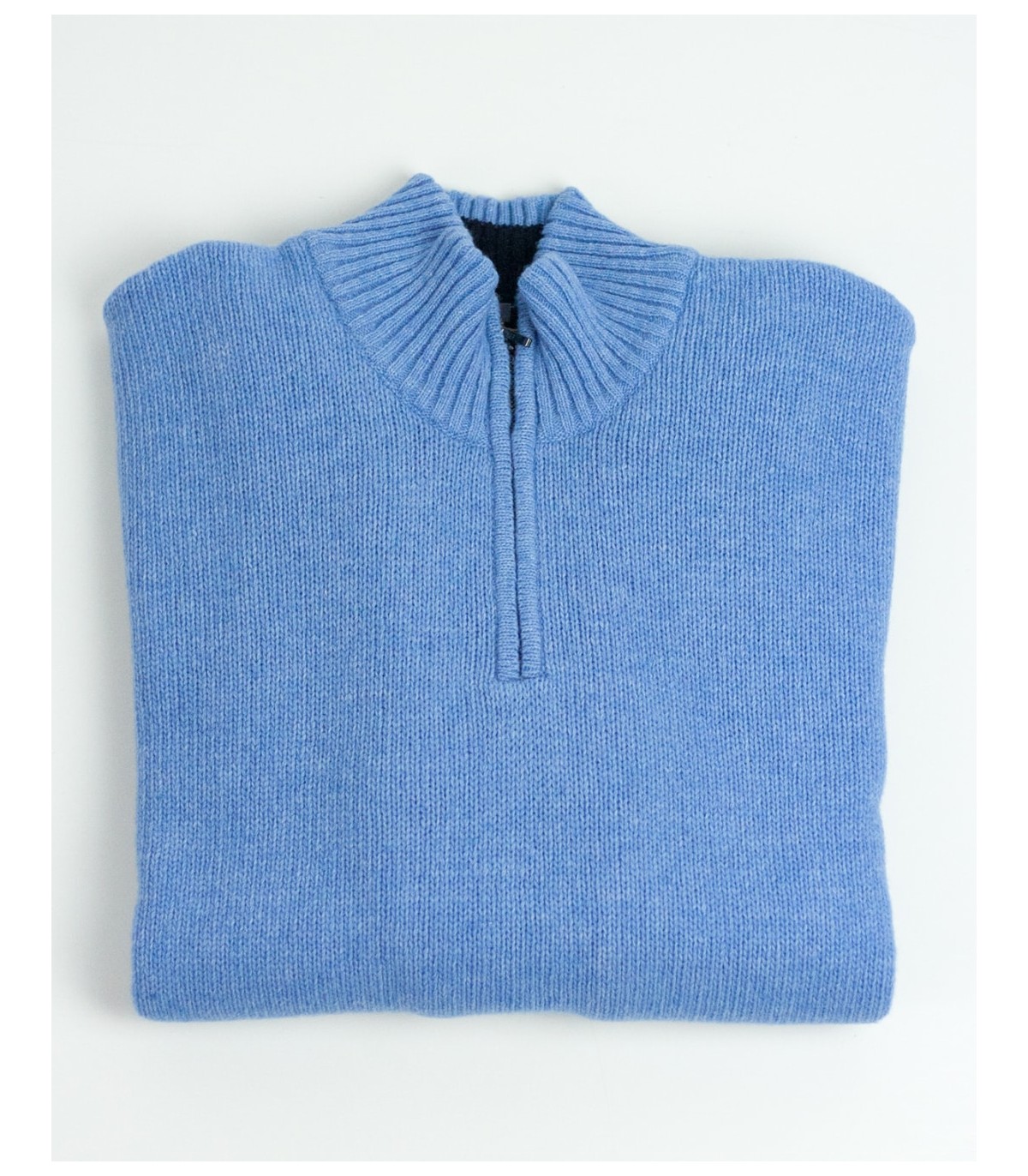 LAMBSWOOL BLEND ZIP SWEATER BLUE
