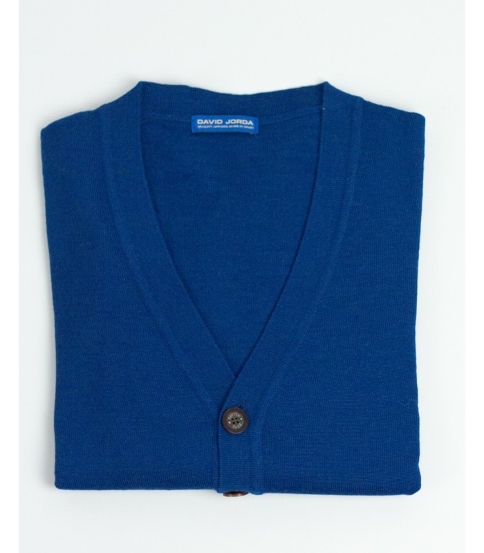 INK BLUE BUTTON CARDIGAN MERINO WOOL BLEND