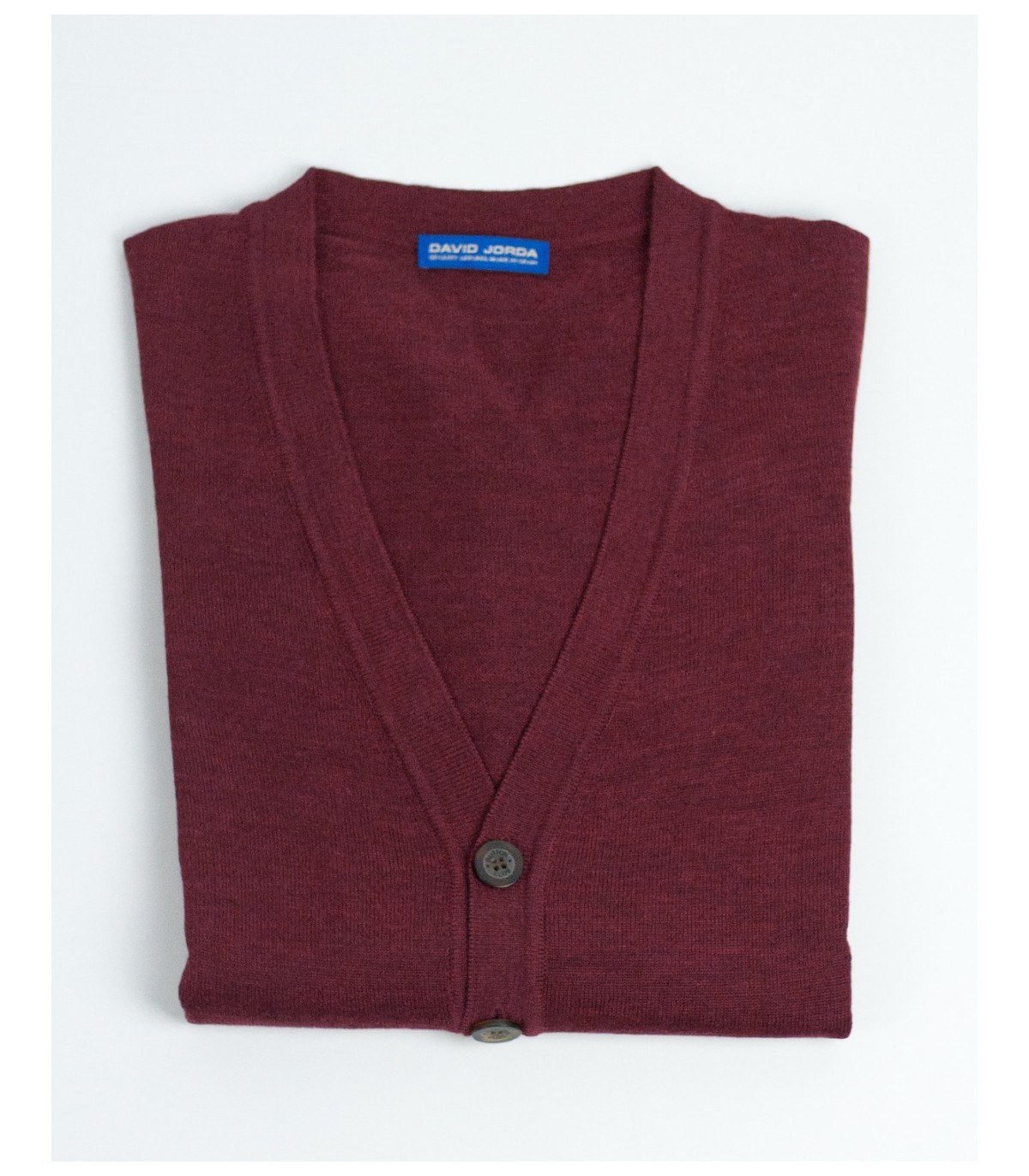 RUST BUTTON CARDIGAN MERINO WOOL BLEND