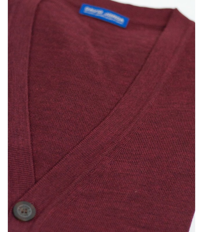 RUST BUTTON CARDIGAN MERINO WOOL BLEND