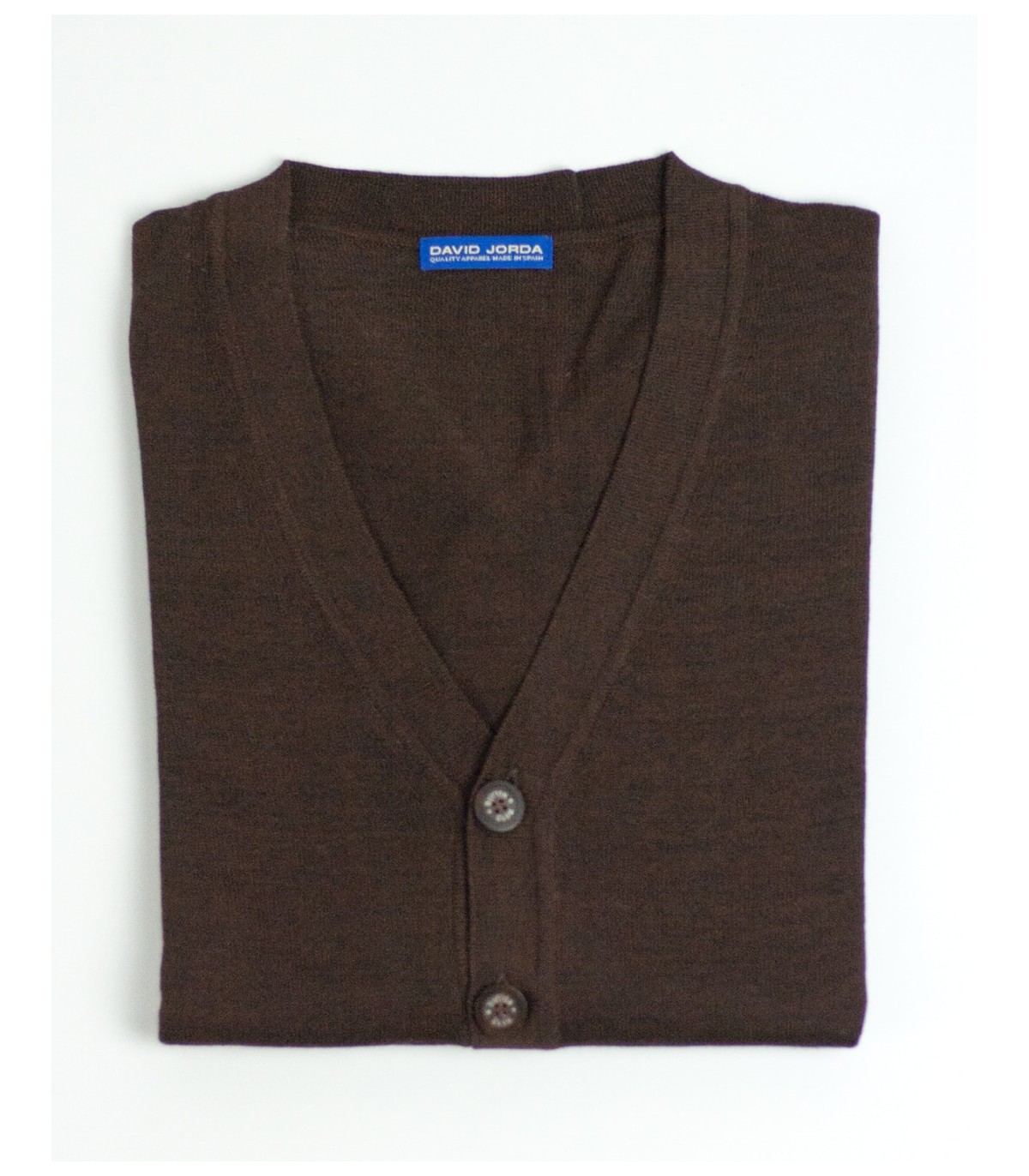 DARK BROWN BUTTON CARDIGAN MERINO WOOL BLEND