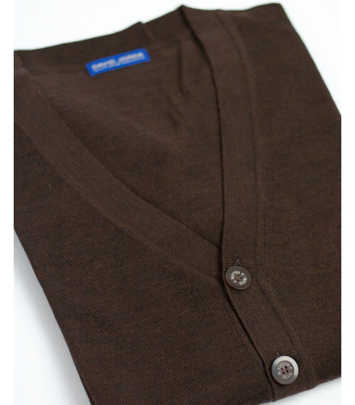 CHAQUETA CLASICA BOTONES MEZCLA DE LANA MARRON CHOCOLATE