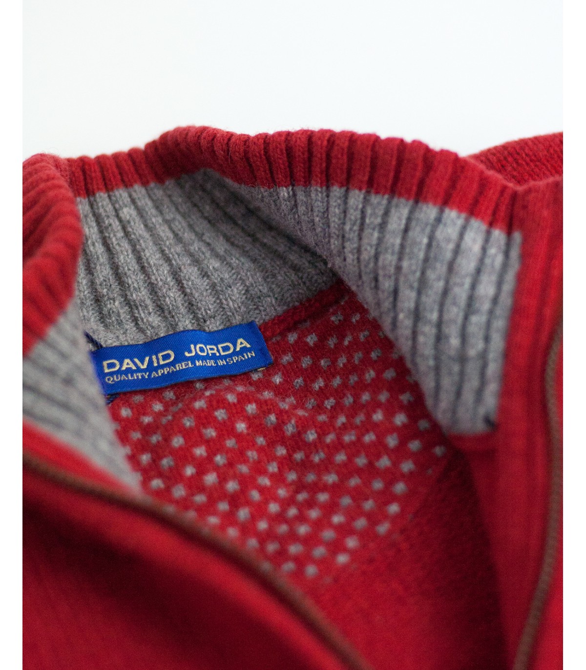 LAMBSWOOL BLEND ZIP SWEATER RED