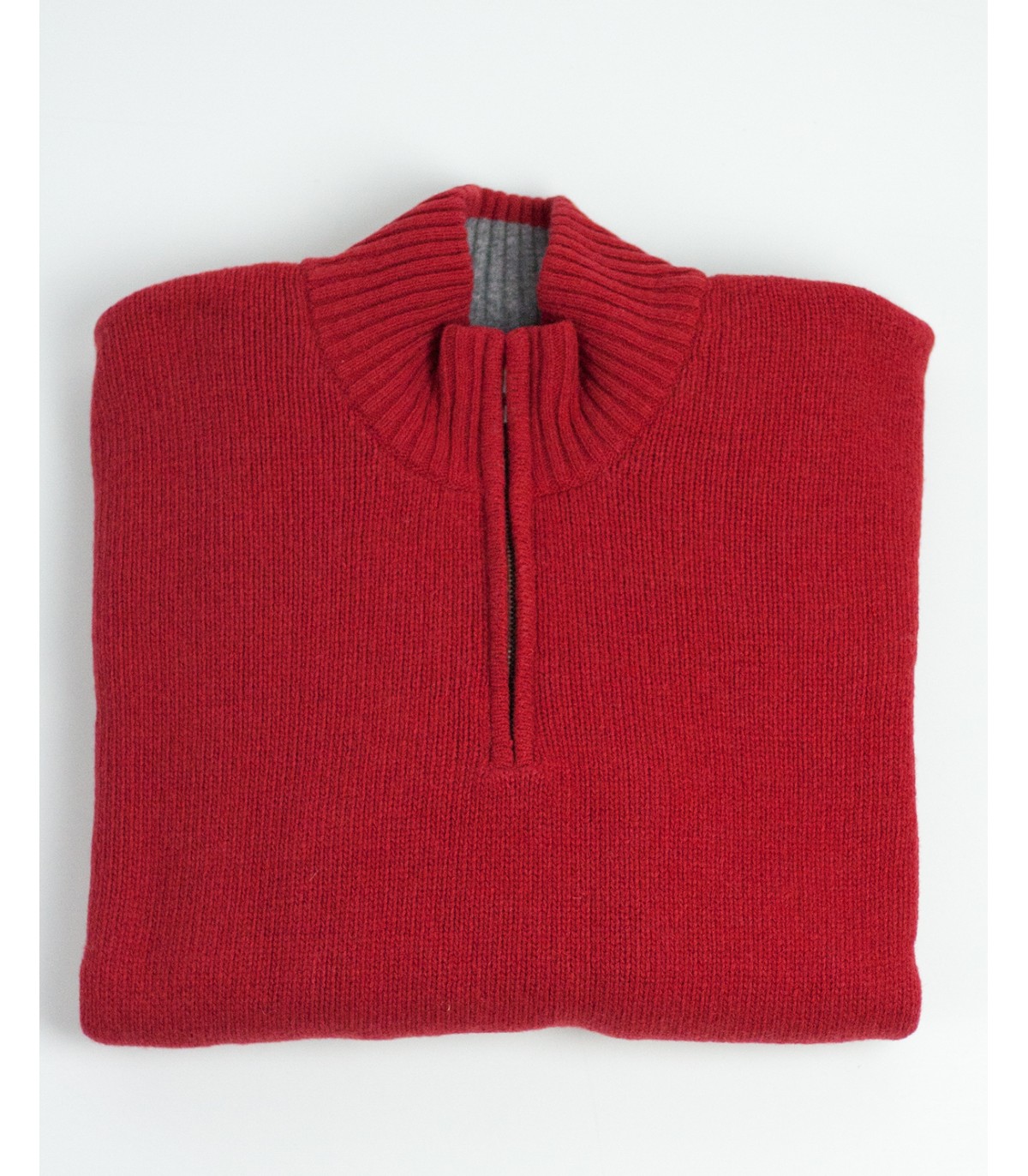 LAMBSWOOL BLEND ZIP SWEATER RED