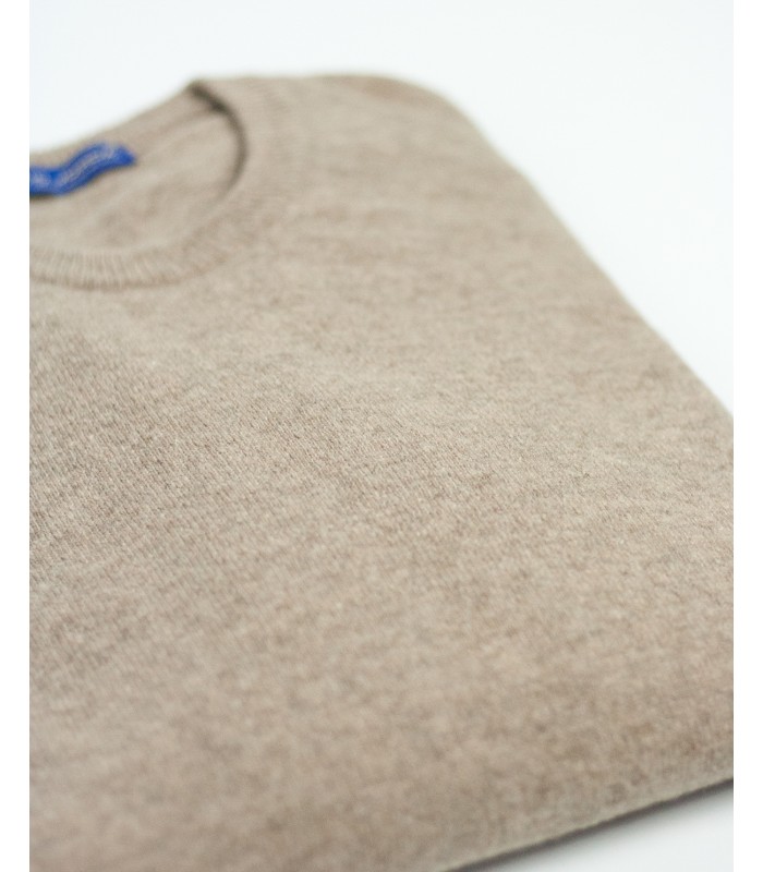 BEIGE ROUND NECK LAMBSWOOL BLEND