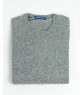 LIGHT GREY ROUND NECK LAMBSWOOL BLEND