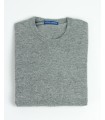 LIGHT GREY ROUND NECK LAMBSWOOL BLEND