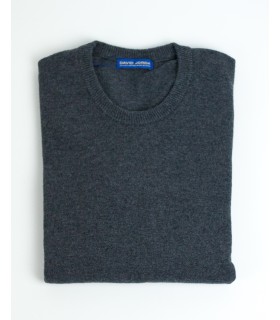 DARK GREY ROUND NECK LAMBSWOOL BLEND