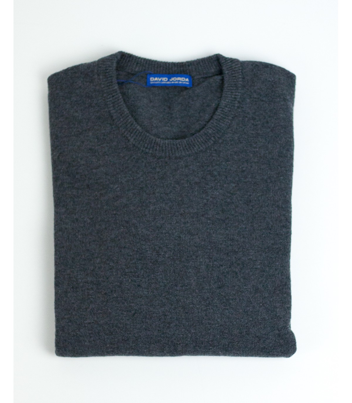 DARK GREY ROUND NECK LAMBSWOOL BLEND
