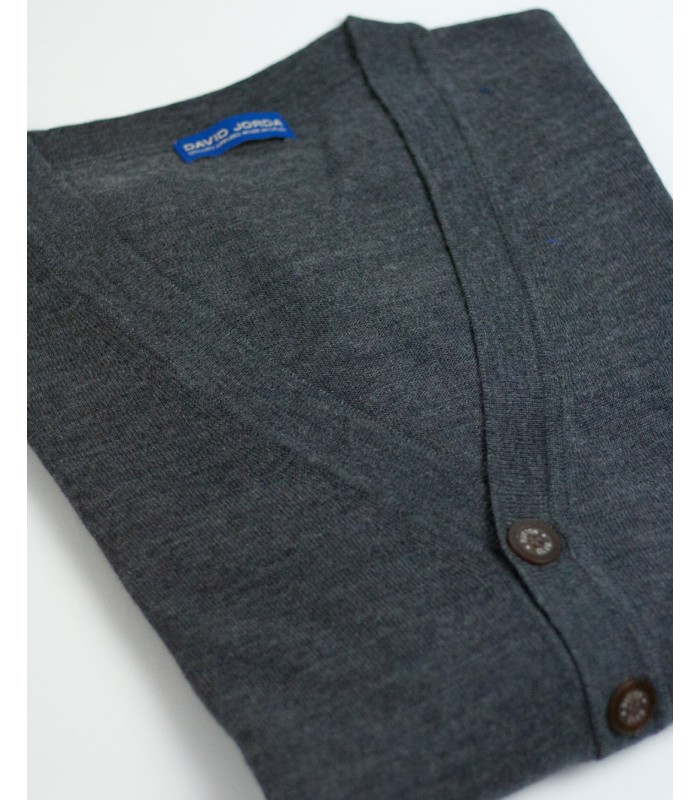 CHAQUETA CLASICA BOTONES MEZCLA DE LANA GRIS OSCURO