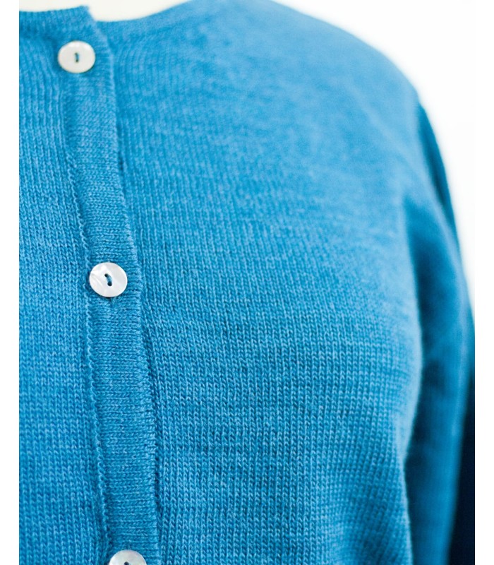 CARDIGAN CON BOLSILLOS MEZCLA DE LANA TURQUESA