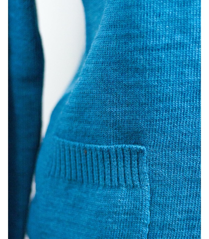 CARDIGAN CON BOLSILLOS MEZCLA DE LANA TURQUESA