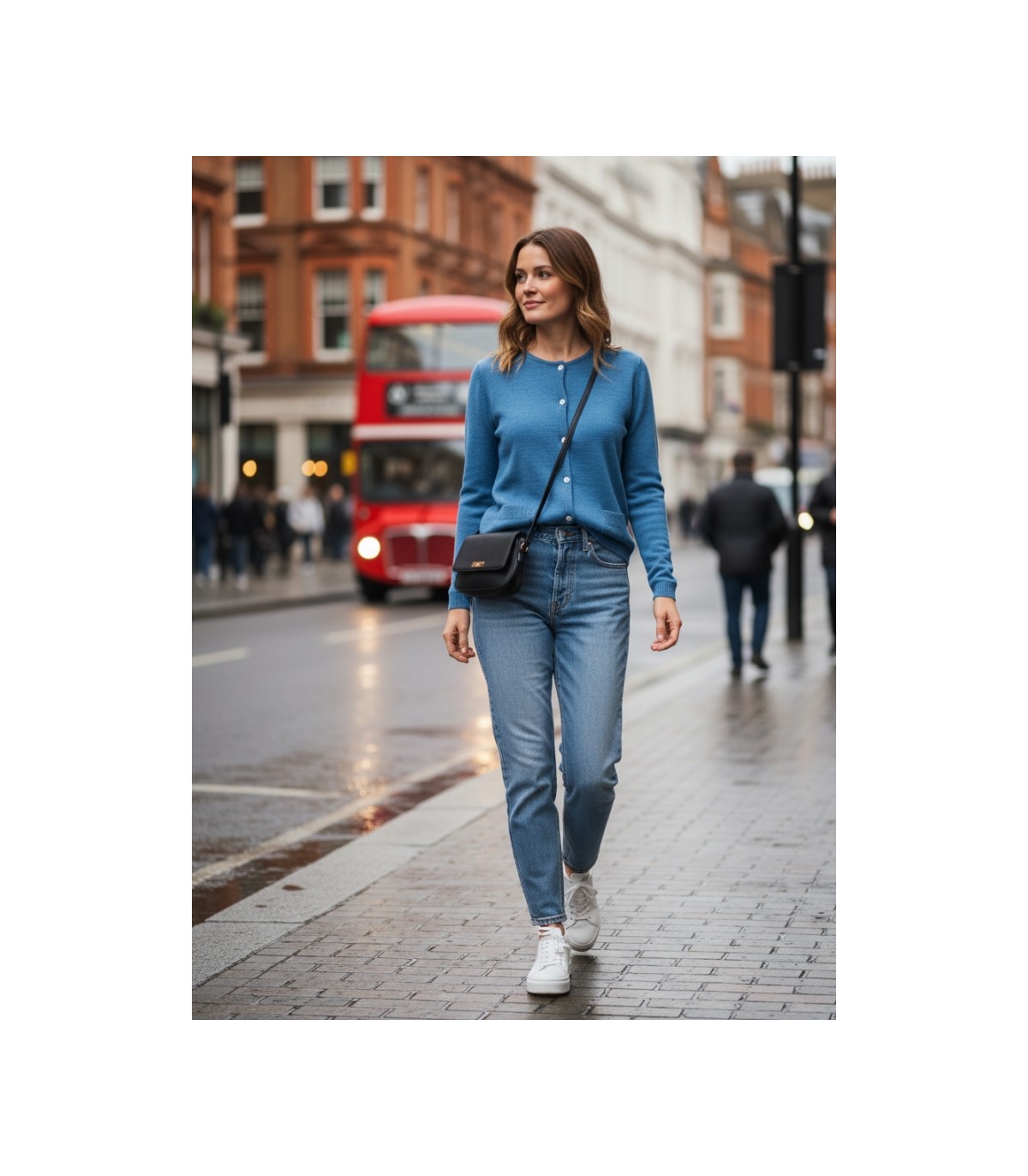 CARDIGAN CON BOLSILLOS MEZCLA DE LANA TURQUESA