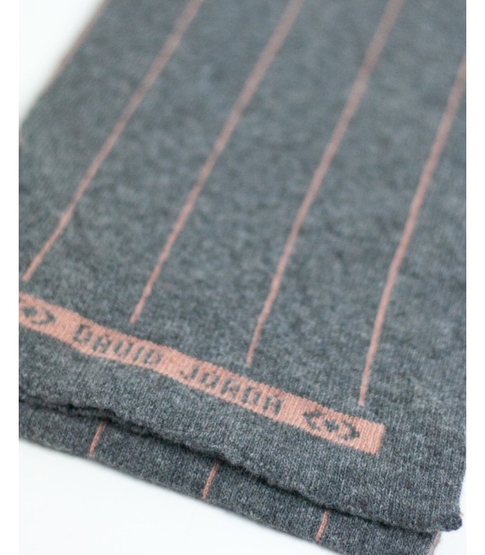 BUFANDA CASHMERE RAYAS GRIS Y ROSA