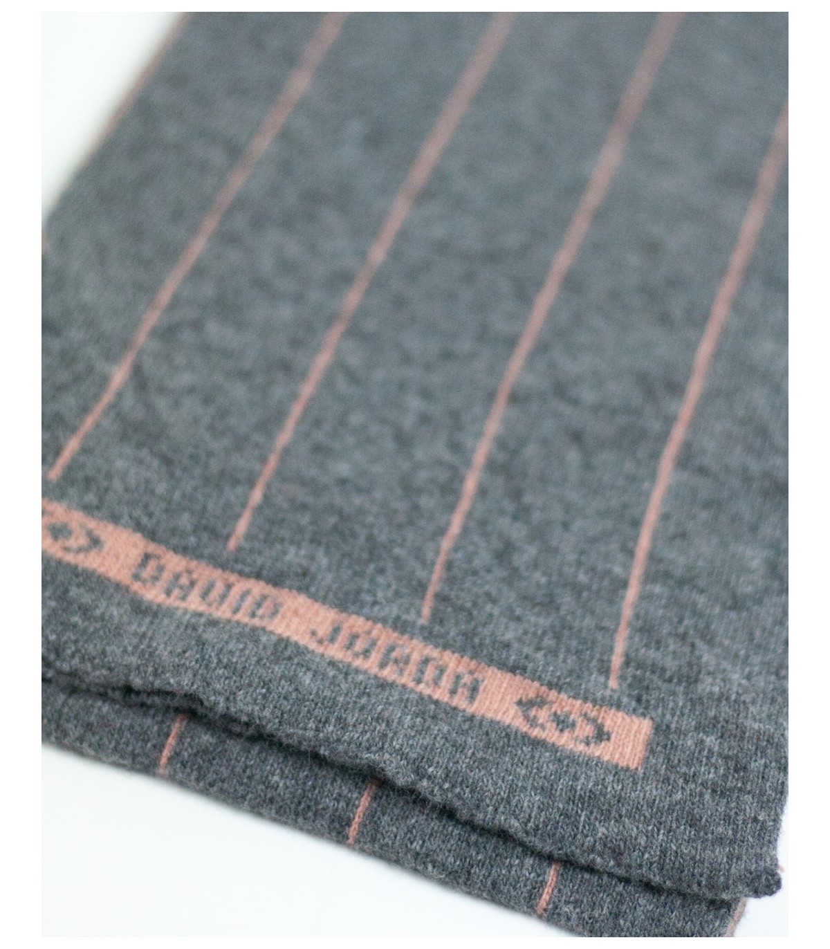 BUFANDA CASHMERE RAYAS GRIS Y ROSA