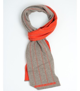 BUFANDA CASHMERE RAYAS MARRÓN Y NARANJA