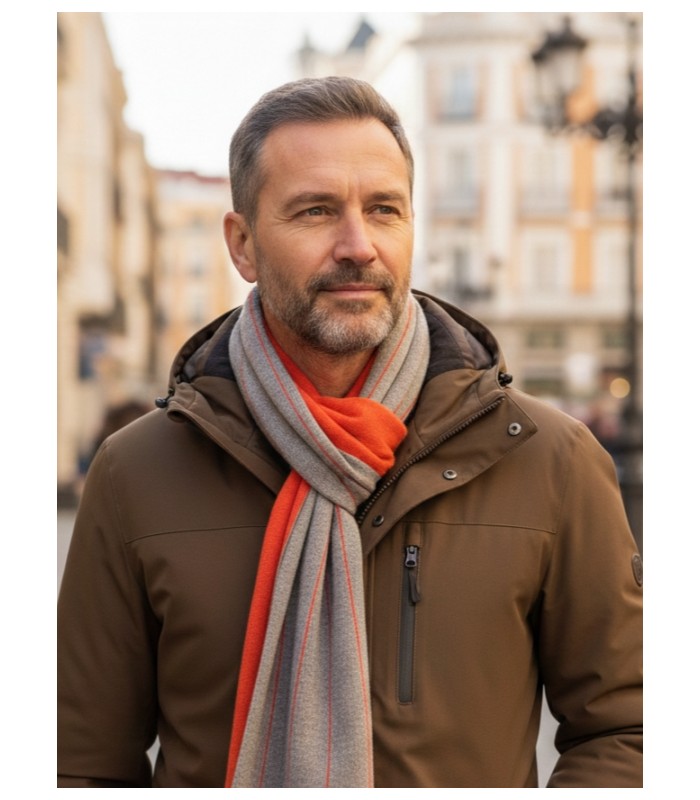 BROWN & ORANGE CASHMERE SCARF